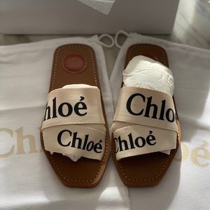 Chloe Woody Logo Slide Sandals